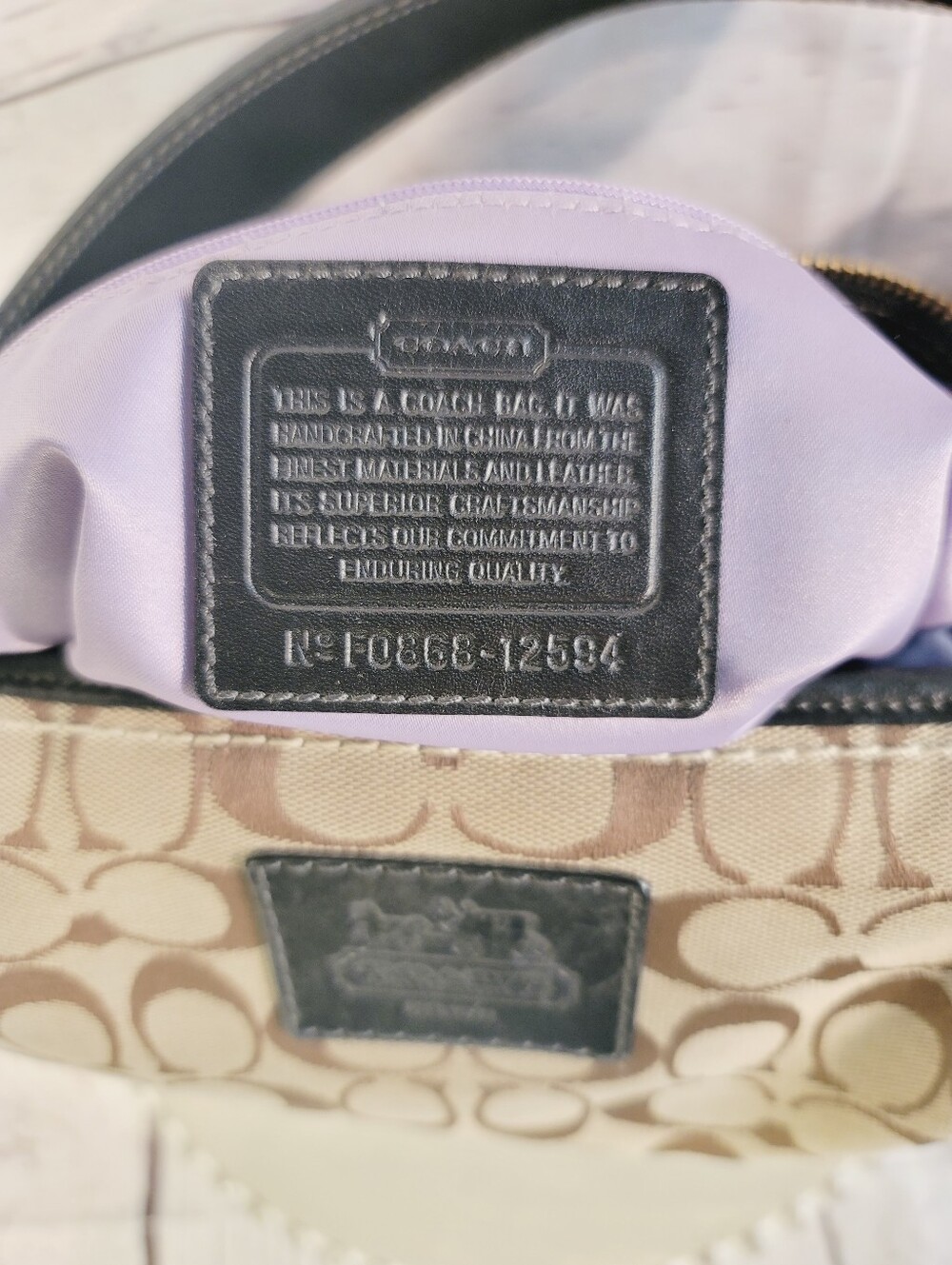 Vintage Y2K Coach Signature Canvas Hobo Crossbody-Shoulder Bag Brown Tan 12594 - Picture 15 of 16